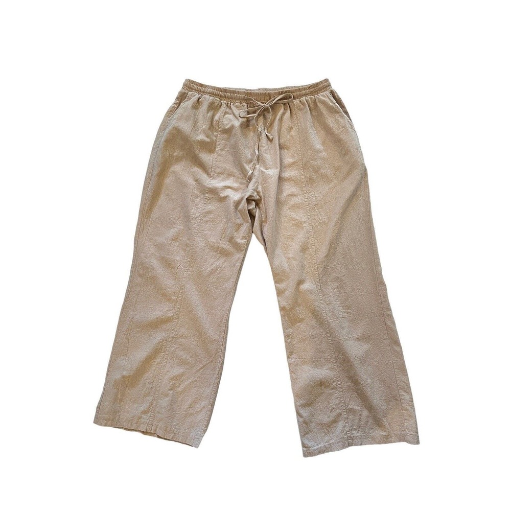 INCERUN Womens WIde Leg Pants Casual Cotton Gauze Beige Sz 3X